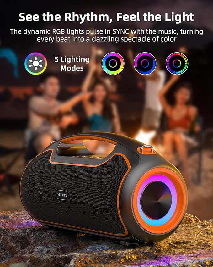 Upgrade Portable Bluetooth Speakers Wireless 200W MAX Loud Powerful Speaker w/Deep Bass IP65 Waterproof/ BT5.4 for Outdoor Party Camping Tailgating Beach Large Workshop Garage 24H Playtime