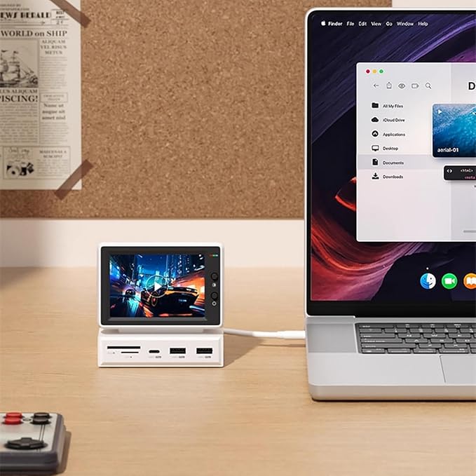 Mini Vintage Portable Monitor Secondary Screen LCD Display Monitor for PC Laptop HDMI USB 3.0 Hub SD3.0 TF Card Reader
