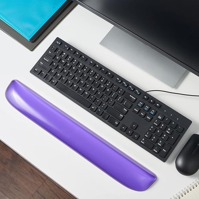 STAPLES Gel Keyboard Wrist Rest Ergonomic Non‑Slip Wrist Support Cushion for Comfortable Typing Durable Gel‑Filled Design Purple Crystal