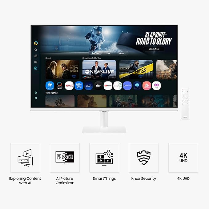 Samsung 32” Smart Monitor M7 (M70F) 4K UHD Display Samsung Vision AI Smart TV Apps Gaming Hub USB-C HDMI and USB-A White LS32FM703UNXZA 2025