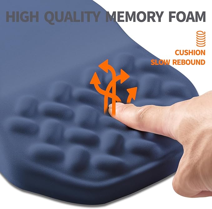 Ergonomic Slope Mouse Pad Wrist Support Wrist Rest Mousepad for Carpal Tunnel Pain Relief with Massage Bulge and Slow Rebound Memory Foam (12x8 inch Deep Blue)