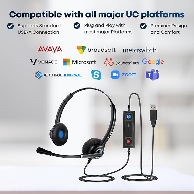 TruVoice Voicepro 20 Headset and Webcam Bundle (Includes Double Ear USB Headset and 1080P Webcam) All-in-One Combination