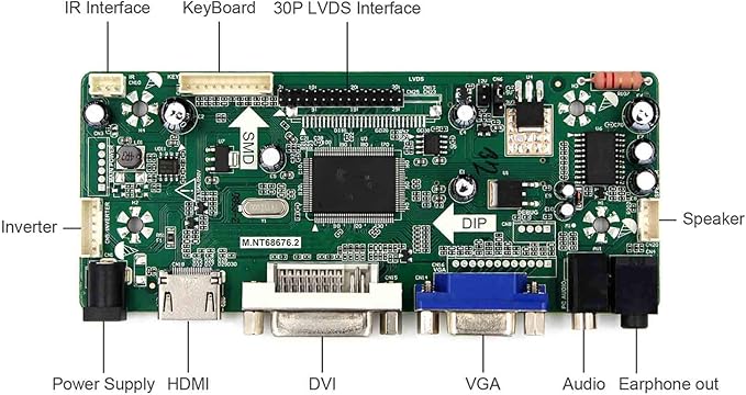 VSDISPLAY VGA DVI Audio LCD Driver Board for 21.5 23 M215HW01 LM230WF1 1920x1080 4CCFL LCD Panel