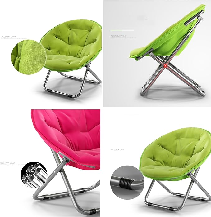 NaKeah Saucer Chair Foldable Oversized Lounge Chair Metal Frame Moon Chair for Bedroom Living Room Reading Gaming Room Soft Lazy ChairC