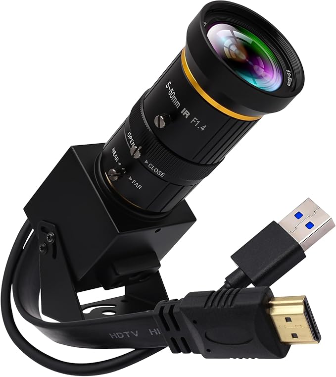 10X Optical Zoom 60fps HDMI USB3.0 Camera 4K High Speed H.264 Simultaneous Output PC Webcam Plug and Play for Computer Security Industrial Live Streaming CCTV Projector