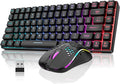 RedThunder K84 Wireless Keyboard and Mouse Combo Rainbow Backlit Rechargeable Battery 75% Layout TKL Ultra Compact Gaming Keyboard &amp Lightweight 3200 DPI Honeycomb Optical Mouse (Black)