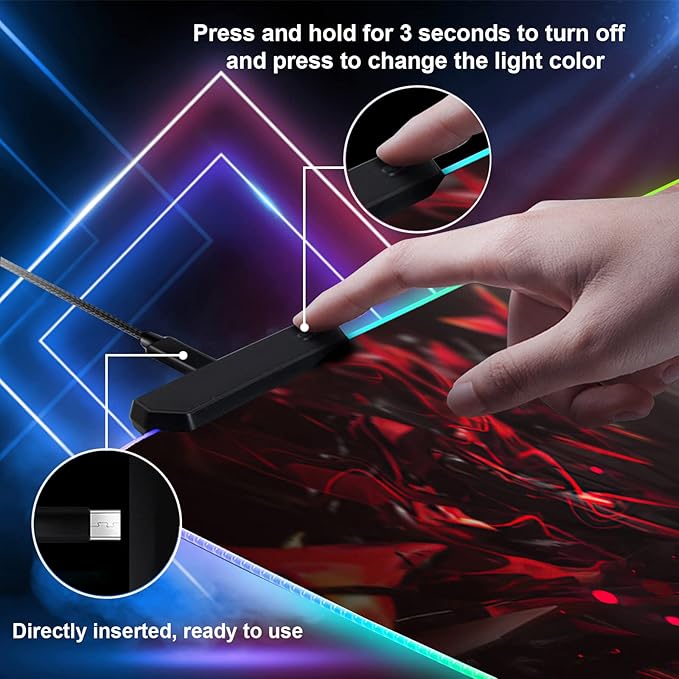 RGB Anime Mouse Pad Water Resist Keyboard PadMouse Pads with Non-Slip Rubber BaseOffice Computer Key Board Mousepad Computer Keyboard Mousepads Mat 800 x 300mm / 31.5×11.8 inches (1)