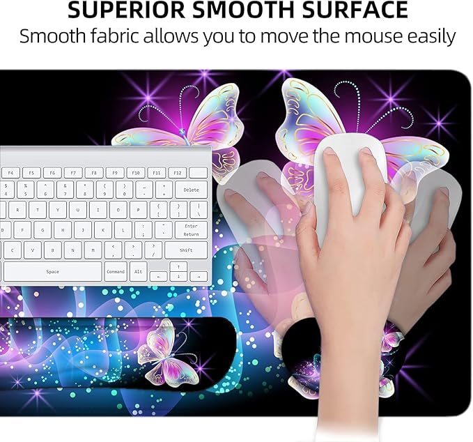 LATEEFAH Desk Mat Mouse Pad with Wrist Rest 4-in-1 Large Mouse Pads for Desk Ergonomic Mouse Pad and Keyboard Wrist Rest Gaming Keyboard Mat for Office Home