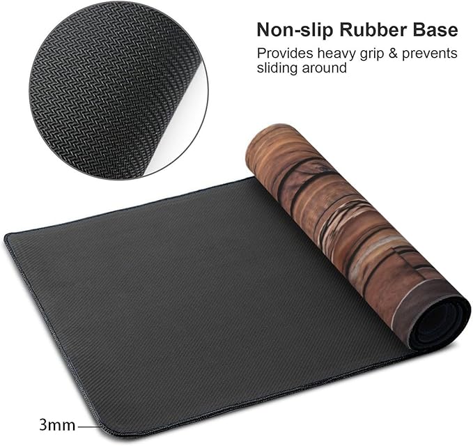 Dark Wood Texture Large Gaming Mouse Pad 35.5 X 16 Inch Extended Desk Mat for Keyboard and Mouse Waterproof Computer Mousepad with Stitched Edges &amp Non-Slip Base
