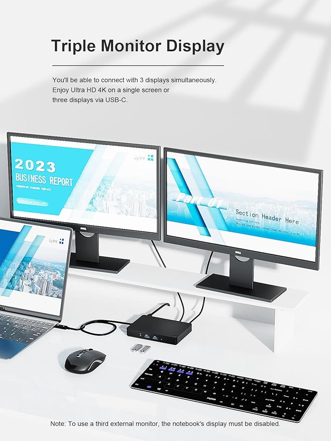 WD15 USB-C Docking Station - Dual 4K Displays or Single 4K Display with MiniDP HDMI VGA for Dell USB-C Laptops (1DP 1HDMI 1VGA 3USB3.0 2USB 2.0 1Audio 1Speaker Out)