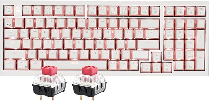 Hexgears X4 Wired Mechanical Keyboard with Number Pad USB-C Hot Swappable Custom Keyboard Pre-lubed Linear Switches White LED Backlit Computer Gaming Keyboards for PC/Tablet