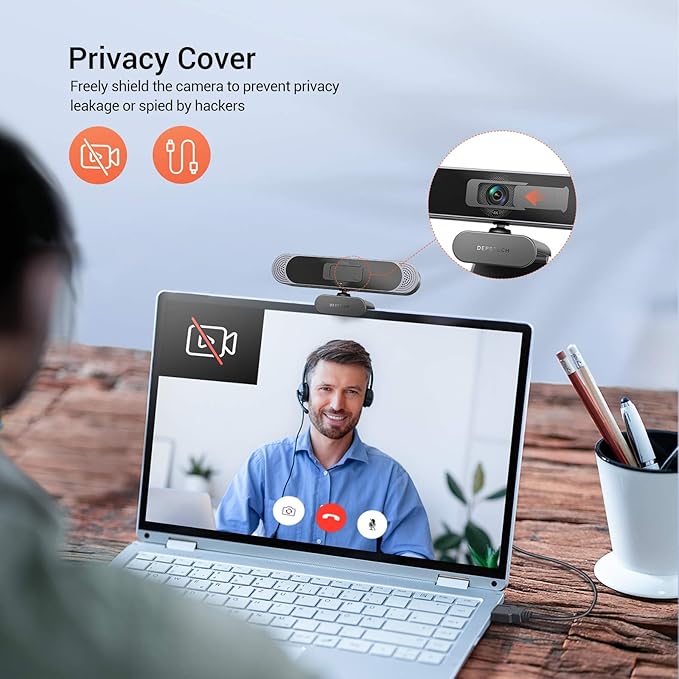 DEPSTECH 4K Webcam DW49 HD 8MP Equipped with Sony Sensor Autofocus Webcam with Microphone Privacy Cover Plug Play USB Computer Web Camera for Pro Streaming/Online Teaching/Video Calling/Zoom/Skype