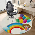 Multi PU Leather Office Chair MatComputer Gaming Desk Chair Mat Rainbow Sky with Balloons Colors Romantic Gaming Computer Chair Mat for Home Office Gaming Room Cartoon Diameter 35.4 in