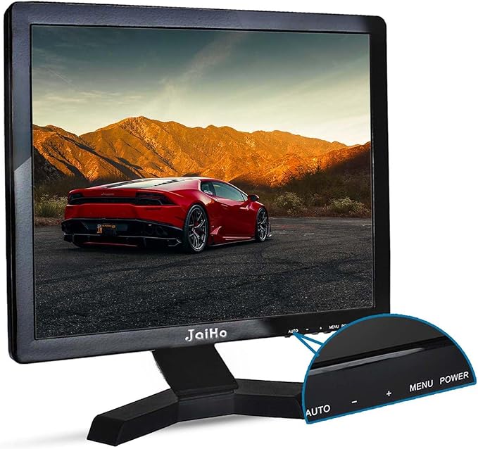 JaiHo 17 Inch PC Monitor TFT LCD Monitor - 1280 x 1024 Resolution 4:3 HDMI Monitor Color Display Screen with HDMI/VGA/BNC/AV/USB Earphone Input Built-in Dual Speakers Black