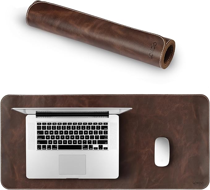 Londo Top Grain Leather Extended Mouse Pad – Large Desk Mat for Office &amp Gaming Smooth Writing Surface Non-Slip Base Durable &amp Stylish Workspace Accessory