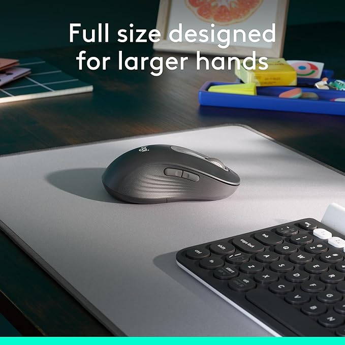 Logitech Left Handed Wireless Mouse Signature M650 L Full Size - 2 Year Battery Silent Clicks Customizable Buttons Bluetooth PC/Mac/Chromebook - Graphite Large