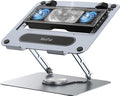 Laptop Cooling Pad with Detachable Fan &amp Cooler Adjustable Height &amp Angle 360 Rotation Base Carbon Steel Framework Ultra-Quiet &amp Super Sturdy for 15.6” Laptop DJ Mixer Workstation (Gr