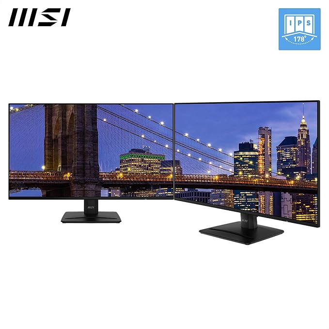 msi PRO MP271A E2 27-inch IPS 1920 x 1080 (FHD) Gaming Office Monitor 120Hz Free-Sync HDMI DisplayPort VGA Port VESA Mountable Tilt Speaker 4-Side Slim Bezel 1ms Black