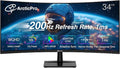 ArcticPro 34inch 200Hz Curved Gaming Monitor WQHD 3440*1440p 1ms Response Time Adaptive sync 3000:1 Contrast 3-Sided Frameless Ultra Slim 120% sRGB Bluelight Filter HDMI(TMDS)&amp DP PortsB