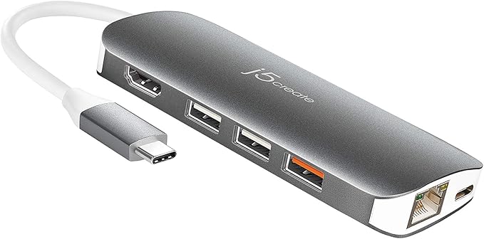 j5create USB C Hub Adapter Multi-Monitor 10-in-1 Port Docking Station 4K HDMI VGA Ethernet USB 3.0 MicroSD SD USB-C 3.1 + Power Delivery | for PC Laptop Tablet Display Connection