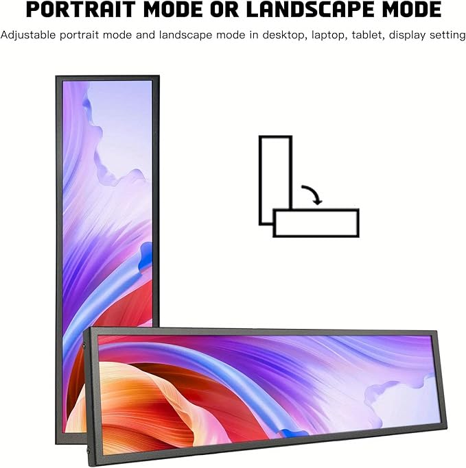8.8-inch Touchscreen Bar Display 1920x480 Metal Shell IPS Portable Touch Monitor with USB-C Port. Compatible with Raspberry Pi Laptop Aida64 Monitoring GPU/CPU Stats and PC Case Mini Screen
