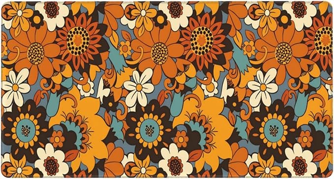Boho Flower Desk Cover MatExtended Large Mouse PadComputer Laptop Mat Desk Decor for Office Game Home 30x16 Inch