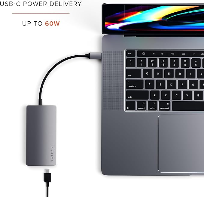 Satechi 8 in 1 USB C Hub Multiport Adapter V2 4K HDMI 115W USB C PD Charging 3 USB-A Ethernet Micro/SD Card Readers for Laptop MacBook Air/Pro M5/M4 iPad Windows - Space Gray