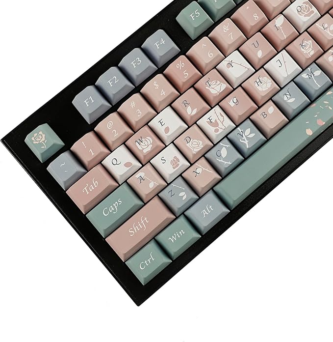 YMDK Cherry Profile Old Testament Roses 5 Sides Over Dye Sub Thick PBT KEYCAP for MX Mechanical Keyboard 61 68 84 87 96 104 108