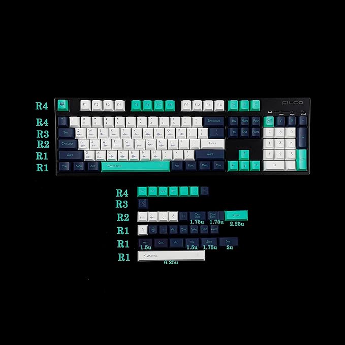 144 Sound Wave Keycaps Dye-Sub Thick PBT Cherry Profile Key caps for TKL 61 64 68 75 87 96 104 108 GMMK MX Mechanical Keyboard