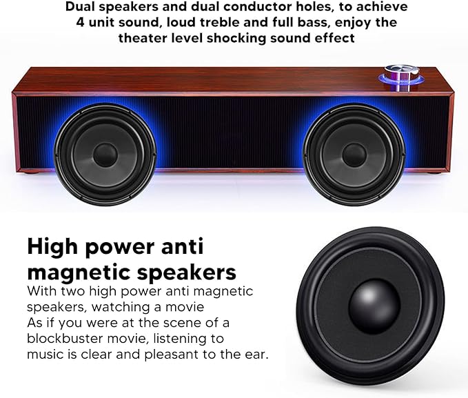 Vikye Computer Speakers HiFi Stereo Sound Desktop Speakers with USB Cable with Jack and 3.5mm AUX Headphone Jack Auxiliary Input for PC