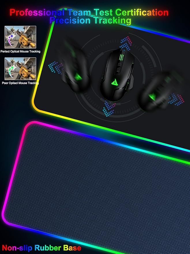 Mouse Pad with Wireless Charging Large Desk Mat RGB Gaming Mousepad 10 Light Colors LED Gaming Pad Keyboard Pad with Ultra-Smooth Surface &amp Non-Slip Rubber Base Waterproof Full Desk Mouse Pad