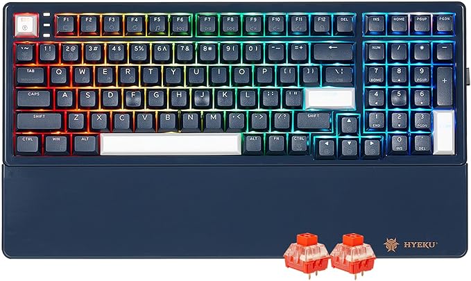 Hexgears Wireless Mechanical Keyboard with Wrist RestTri-Mode BT5.0/2.4GHz/USB-C Hot Swappable Custom KeyboardPre-lubed Linear SwitchesRGB Backlit Computer Gaming Keyboards for PC/Tablet/PS/Xbox