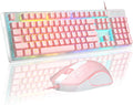 Gaming Keyboard and Mouse Combo K1 RGB LED Backlit Keyboard with 104 Keys Computer PC Gaming Keyboard for PC/Laptop (Pink)