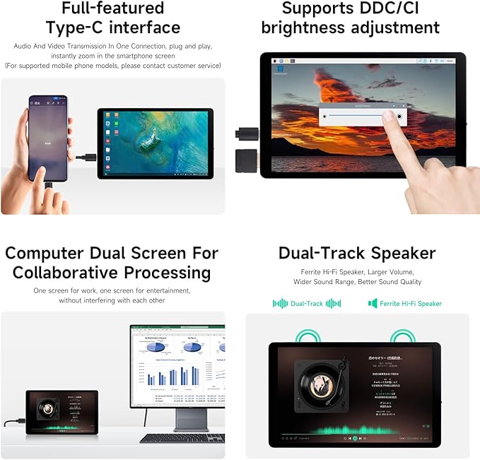 waveshare 7inch Capacitive Touch Display1280×800 Resolution Compatible with Raspberry Pi 5/4B/3B/Zero/Zero W/Zero 2W/Pico/Pico Supports Jetson Nano/RDK X3/VisionFive2/Windows/Smartphone