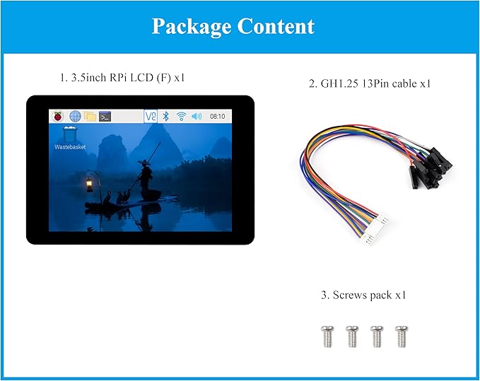 3.5inch Capacitive Touch Screen Compatible with Raspberry Pi 5/4B/3B+/3B/3A+/Pico W/Pico 2W/ ESP32 320x480 IPS LCD 5-Point Touch SPI and I2C Interfaces Pigo Pin or 13PIN Cable Dual Connections