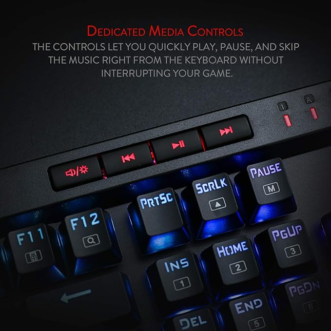 Redragon K580 VATA RGB LED Backlit Mechanical Gaming Keyboard with Macro Keys &amp Dedicated Media Controls Hot-Swappable Socket Onboard Macro Recording (Blue Switches)