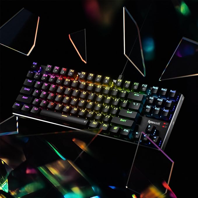 Redragon K660 (K556 TKL) RGB Wired Gaming Keyboard 80% 87 Keys Mechanical Keyboard w/Aluminum Base Upgraded Hot-Swap Socket and Noise Absorbing Foams Quiet Linear Red Switch