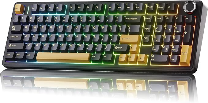 x Aula F99 Pro 99% Mechanical Gaming Keyboard – Wireless Bluetooth 2.4Ghz RF USB-C Wired Keyboard with RGB Backlit Hot-Swappable Pre-lubed Linear Switches PBT Keycaps Numpad Volume Knob