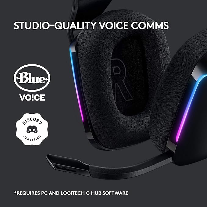Logitech G733 Lightspeed Wireless Gaming Headset Suspension Headband Lightsync RGB Blue VO!CE Mic PRO-G Audio – Black Gaming Headset Wireless PC PS5 PS4 Switch Compatible