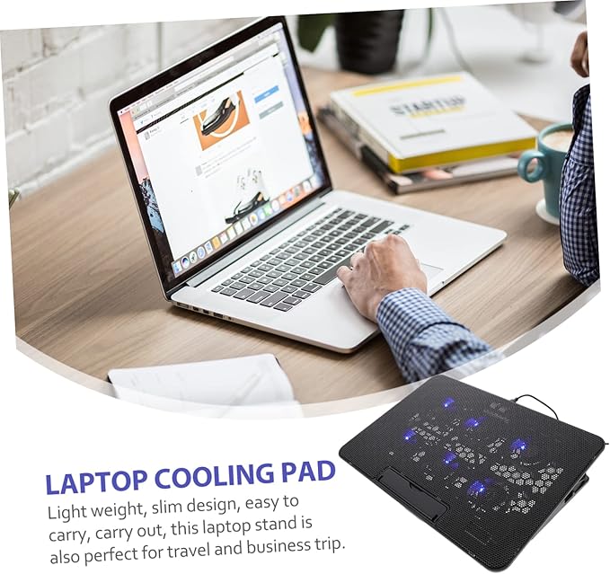 Homoyoyo Laptop Cooling Pad Adjustable Height Fan Air Cooler for Laptops up to USB Powered Lightweight Slim Design for Noise Cooling for Travel and Business Use