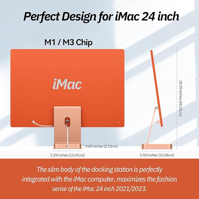 USB C Hub for iMac 24 inch 2021/2023/2024 Minisopuru iMac Hub Support M.2 NVMe SSD i Mac Accessories for iMac M1/M3/M4 USB C Adapter with USB A/C 10Gbps SD/TF M.2 SSD (Not Included) Orange.