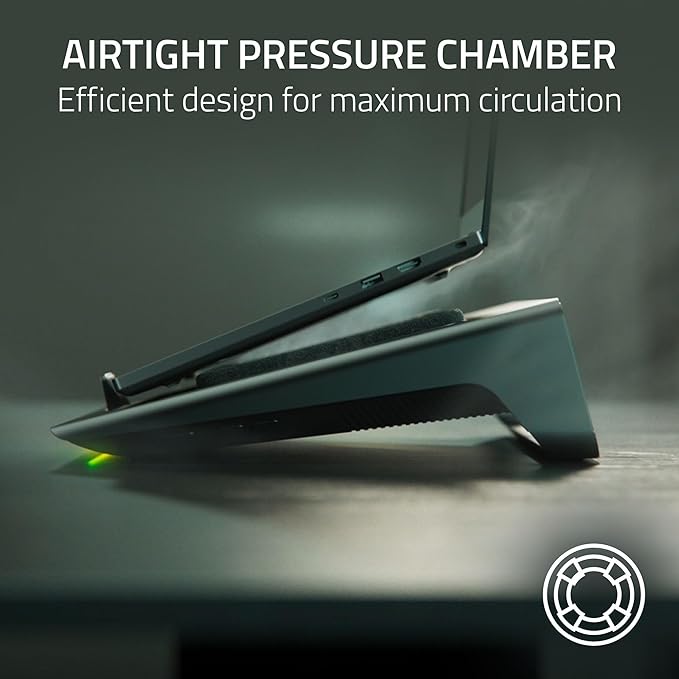 Razer Laptop Cooling Pad: Adaptive Smart - Intelligent Fan Control - Airtight Pressure Chamber - Fits Most Laptops &amp Macbooks 14” to 18 - Preset &amp Custom Fan Curves - 3 Port USB Type A - Chro