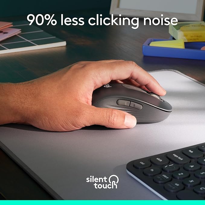 Logitech Left Handed Wireless Mouse Signature M650 L Full Size - 2 Year Battery Silent Clicks Customizable Buttons Bluetooth PC/Mac/Chromebook - Graphite Large
