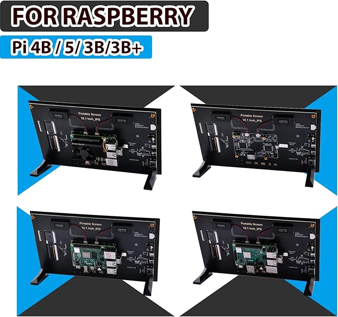 GeeekPi 10.1 inch Capacitive Touchscreen for Raspberry Pi HDMI Monitor IPS 1280X800 LCD Display with Dual-Speaker for Raspberry Pi 5/4B/3B+/3B/B+ with Mount Hole to Install Raspberry Pi Board