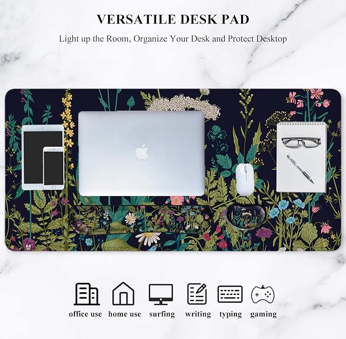 LATEEFAH Desk Mat Mouse Pad with Wrist Rest 4-in-1 Large Mouse Pads for Desk Ergonomic Mouse Pad and Keyboard Wrist Rest Gaming Keyboard Mat for Office Home