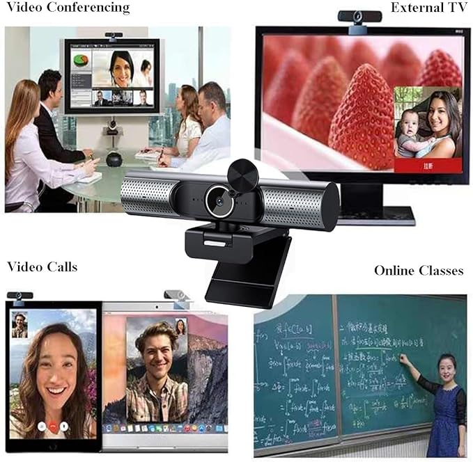 GIZNXBA Webcam with Microphone &amp Privacy Cover for PC/Laptop USB Computer Camera Plug &amp Play with Auto Light Correction Wide-Angle Lens for Streaming &amp Online Meetings(4k)