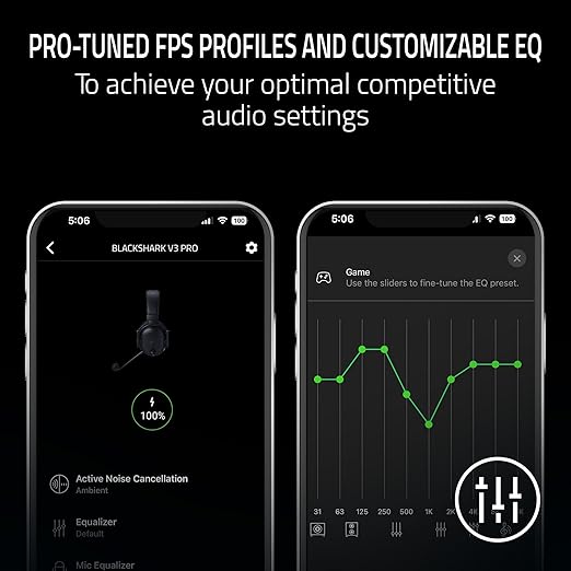 Razer BlackShark V3 Pro Wireless ANC Gaming Headset for PS5: Full Band Mic - 50mm Drivers - 2.4 GHz Bluetooth 3.5mm - Works with PC Mac Nintendo Switch Smartphone - Long Battery Life - White