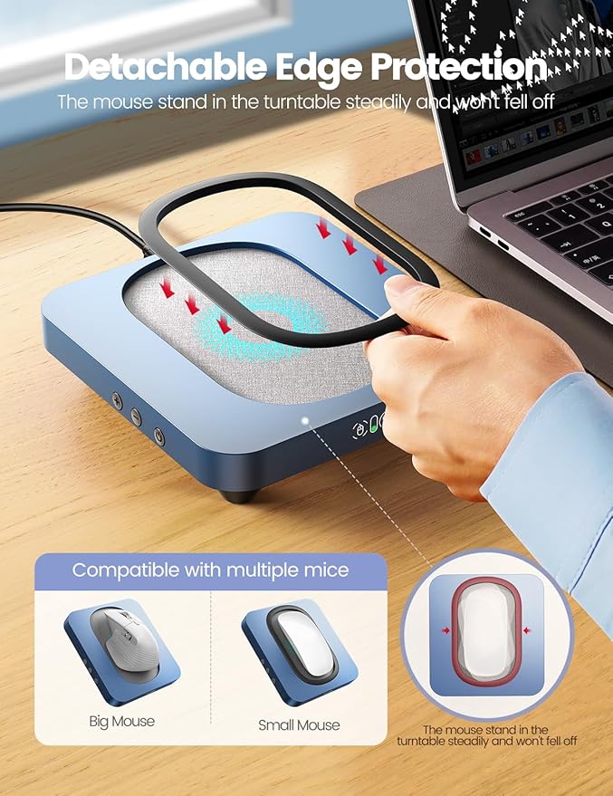 Vaydeer Enlarged Turntable Mouse Mover Max 3 Mouse Jiggler with Adjustable Intervals User-Friendly Buttons and LED Display Mouse Shaker Wiggler to Keep Your PC Awake
