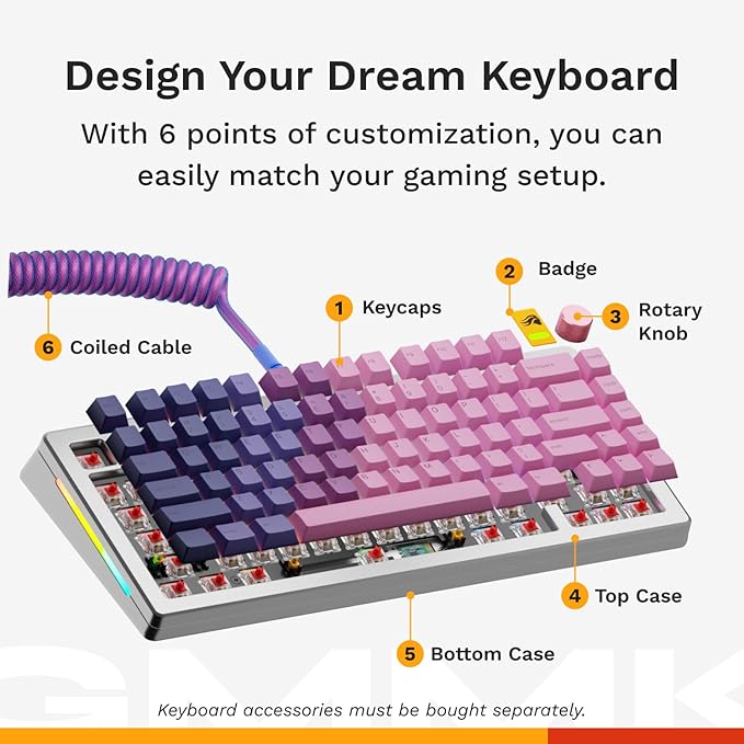 Glorious Gaming - GMMK 3 PRO HE: Rapid Trigger Keyboard Hall Effect Custom Modular Aluminum Body 8K Polling Rate Hotswap MX &amp Magnetic Switches Modular Gasket System ANSI 75% Tenkeyless (Sil