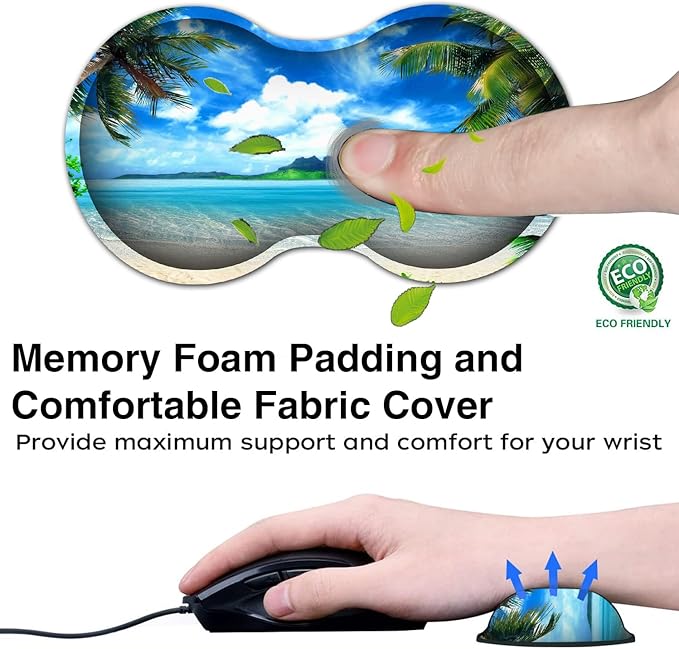Desk Pad Extended Large Mouse Pad with Stitched Edges (31.5X11.8In) Ergonomic Mouse Wrist Rest Waterproof Computer Keyboard Mouse Mat Coconut Trees on Sands Beach Seascape XXL Gaming Mouse Pad